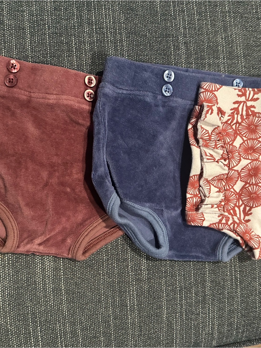 Kate Quinn Kids Button-Front Diaper Covers in Blue and Rust Floral